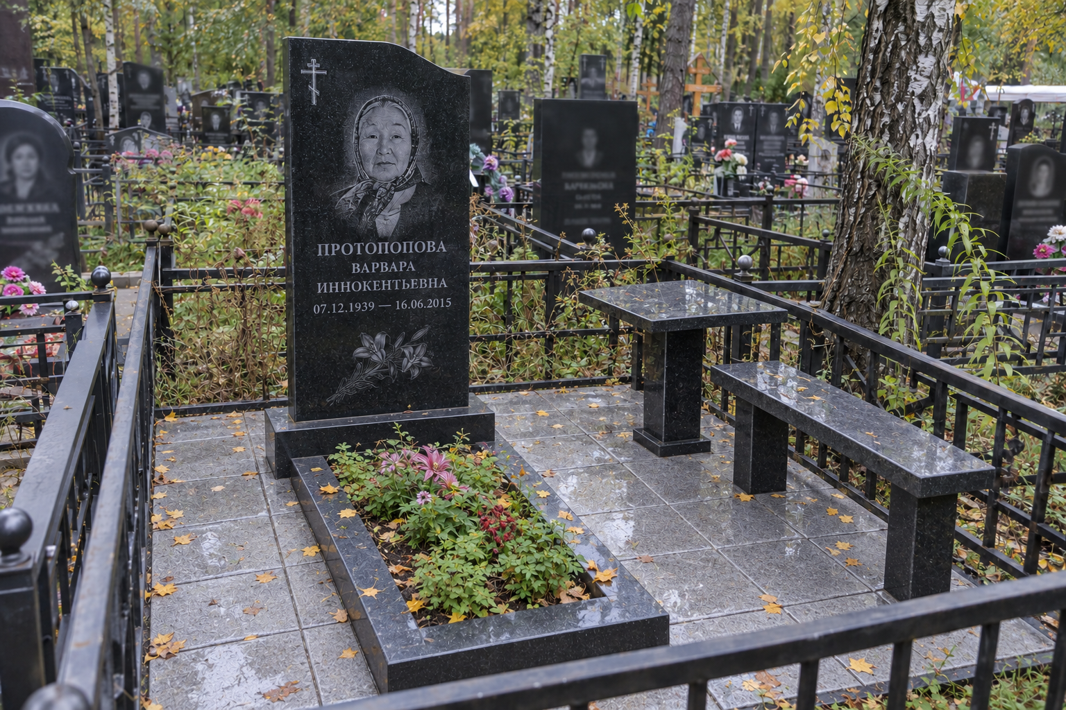 Плитка, столик и скамья